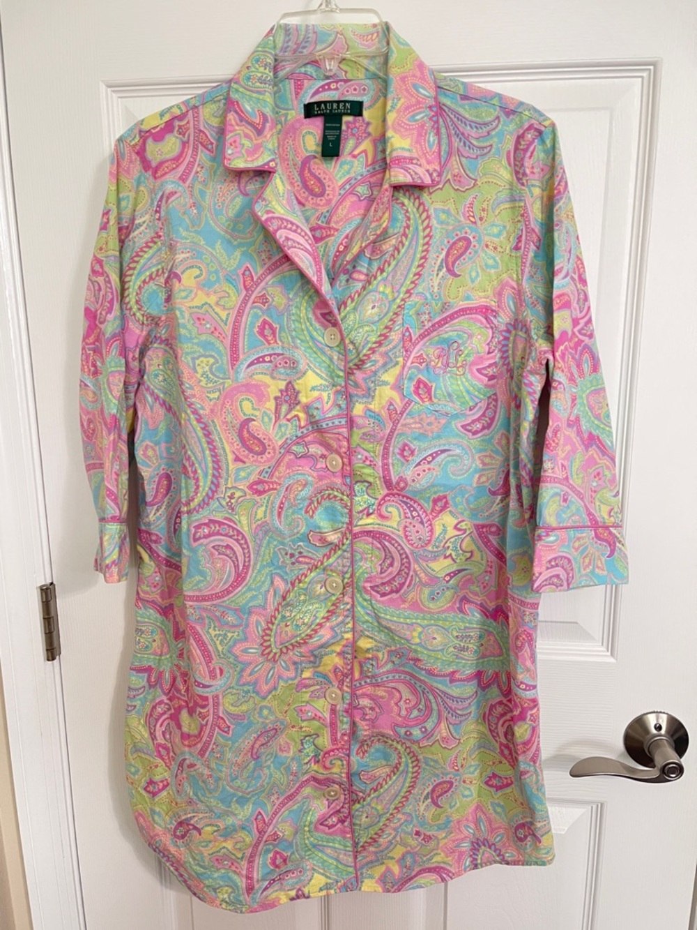 Ralph Lauren sleep shirt button up shirt dress LG